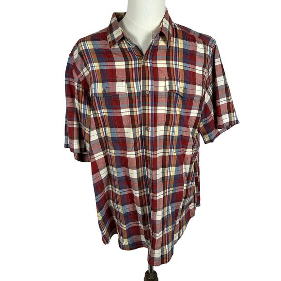 Eddie Bauer Other - Eddie Bauer Mens Red Blue Plaid Short Sleeve Button Down Shirt XL Classic Casual